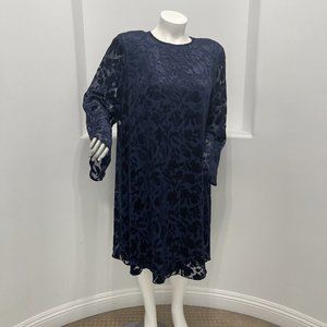 EN FRANCAIS By Huey Waltzer For Saks Fifth Avenue VTg 80’s Dress Blue  Size 24